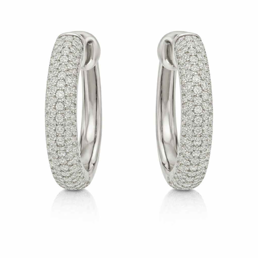 Sterling Silver 0.38 CTW Moissanite Pave Small Huggie Hoop Earrings