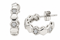 Sterling Silver Moissanite Hexagon Huggie Post Hoop Earrings - 0.17 CTW VVS D