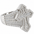 Sterling Silver Baguette Moissanite Pave Cross Men's Ring - 2.0 CTW VVS D