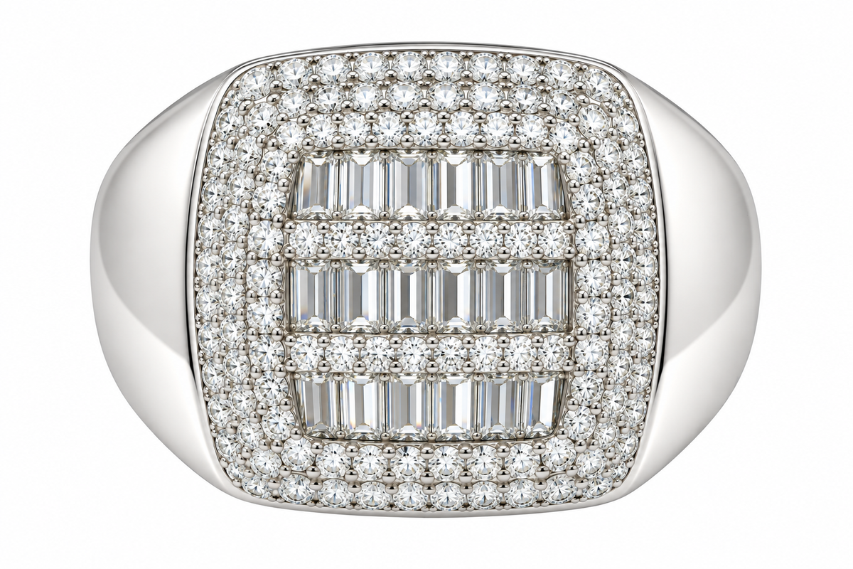 Sterling Silver Moissanite Pave Square Ring - 1.81 CTW VVS D