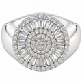 Sterling Silver Round Baguette Moissanite Pave Ring - 1.1 CTW VVS D