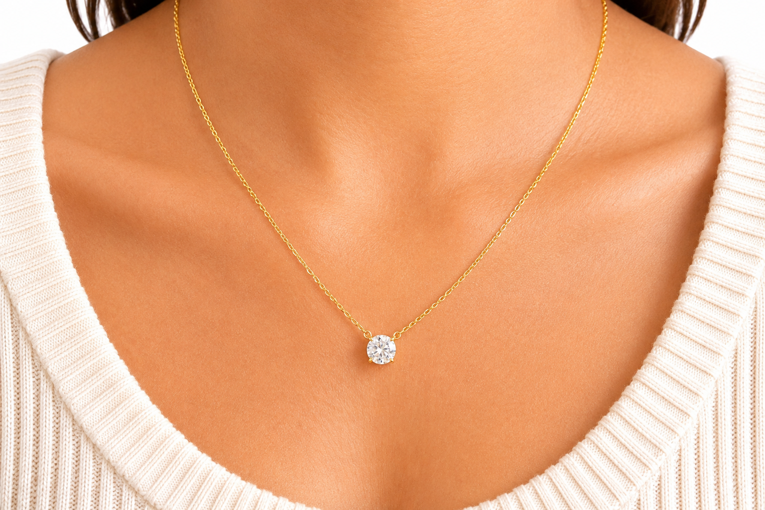 Sterling Silver 4 Prong Round 7mm 1.2 CT Moissanite Necklace W/ Certification
