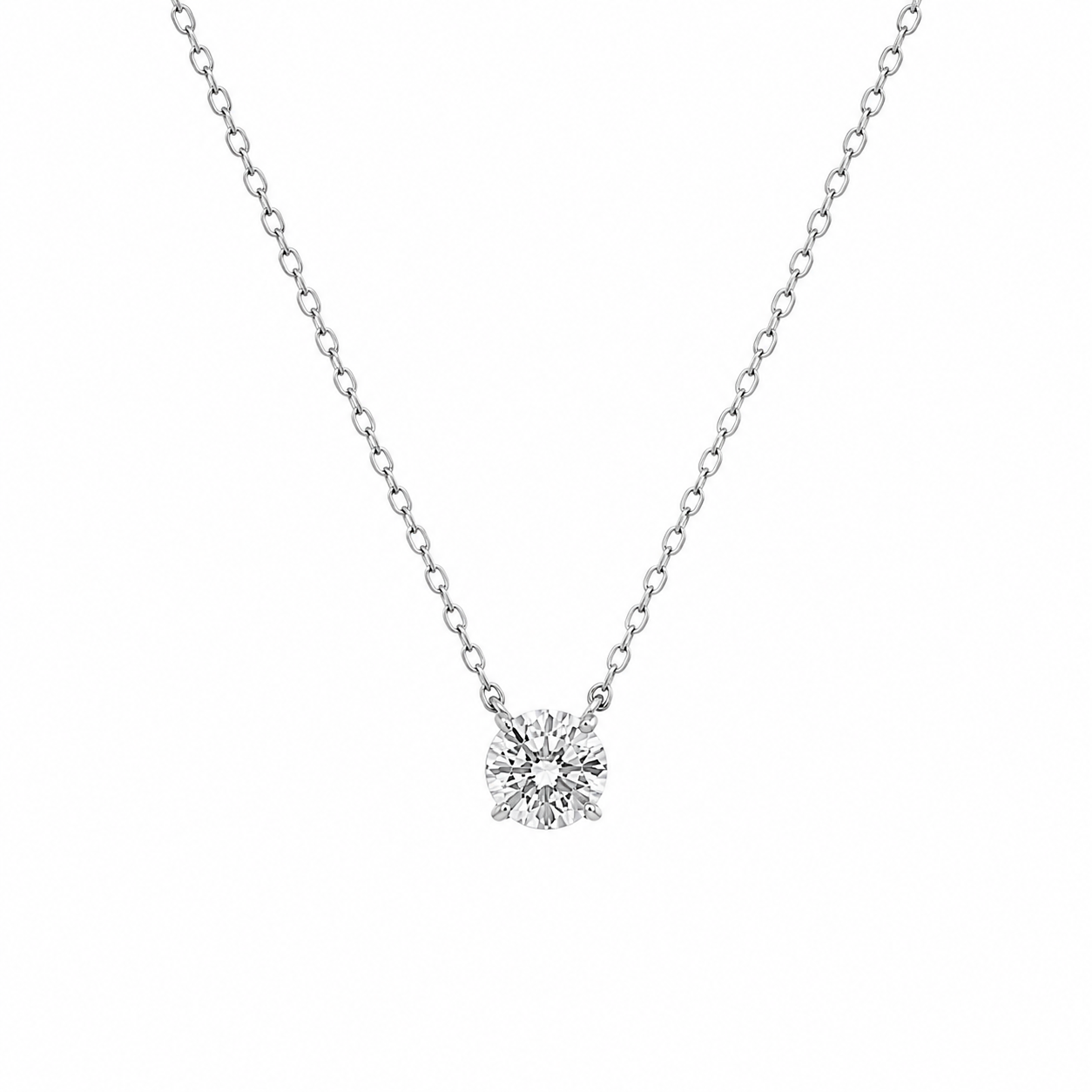 Sterling Silver 4 Prong Round 7mm 1.2 CT Moissanite Necklace W/ Certification