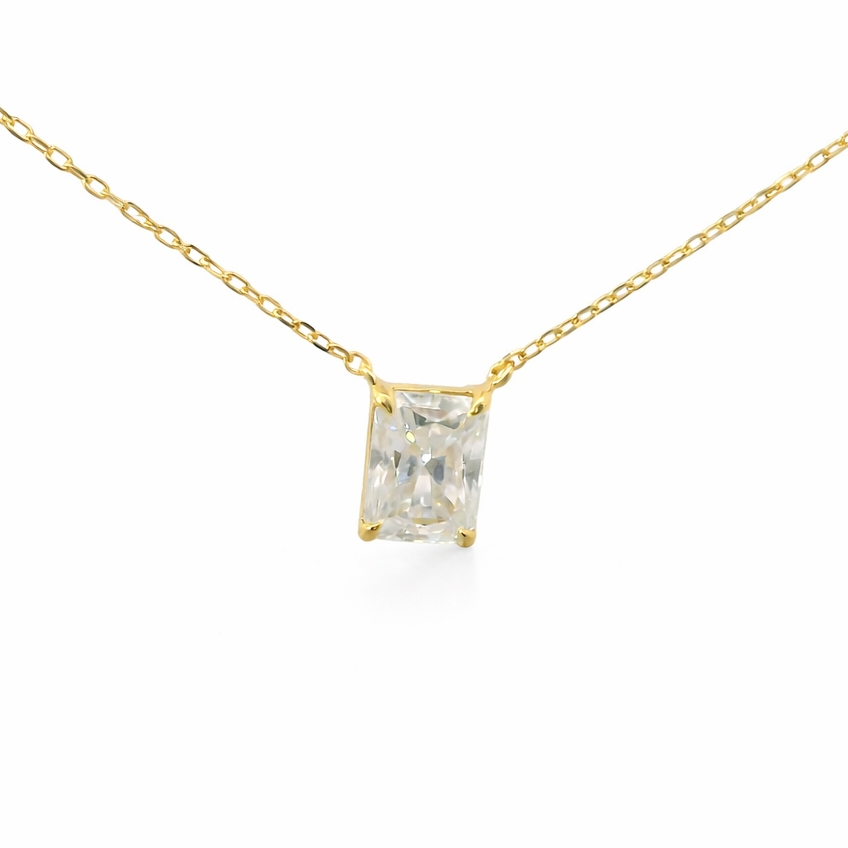Sterling Silver 3.0ct Radiant Cut Moissanite Necklace