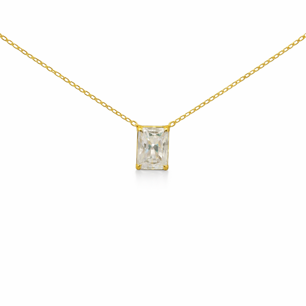 Sterling Silver 3.0ct Radiant Cut Moissanite Necklace