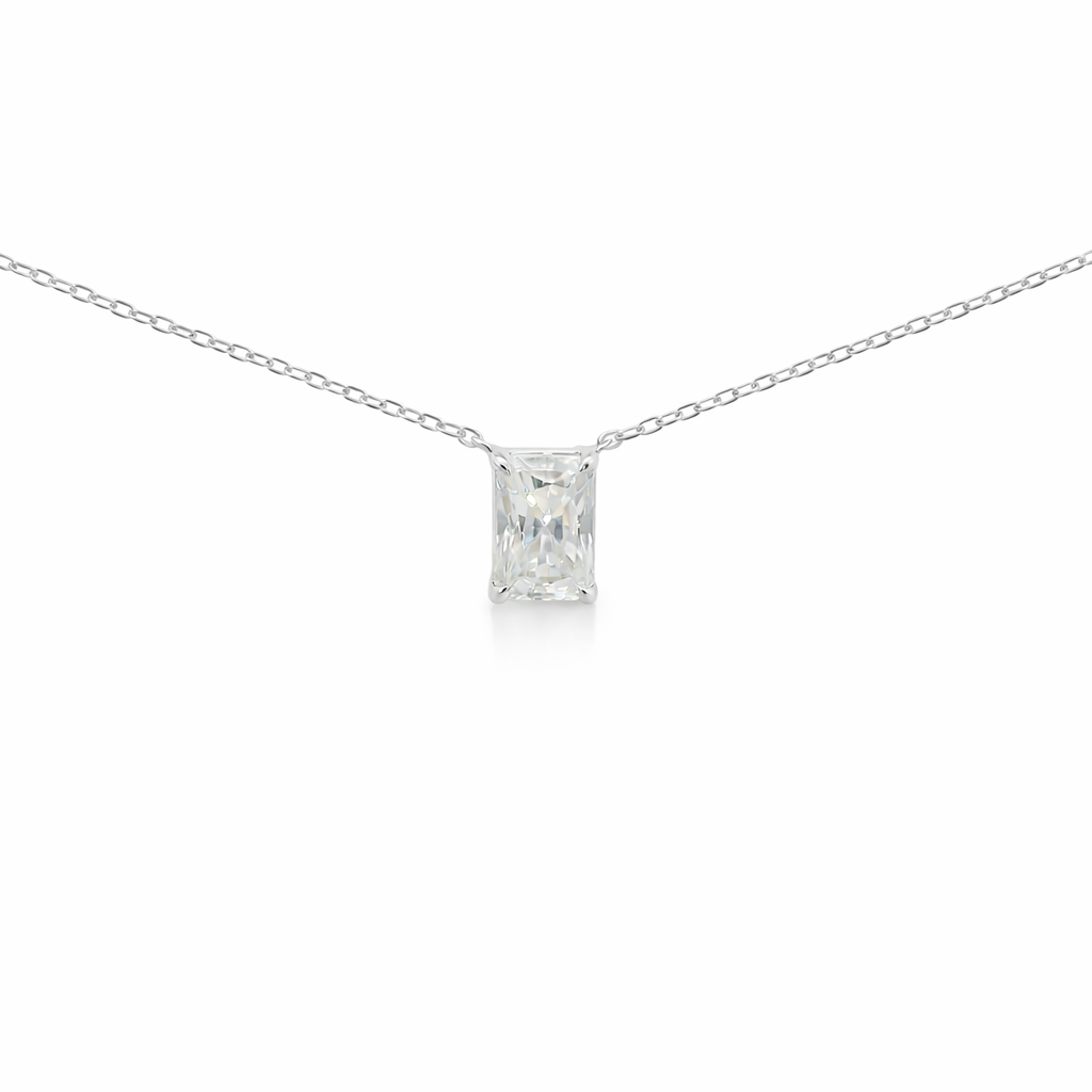 Sterling Silver 3.0ct Radiant Cut Moissanite Necklace