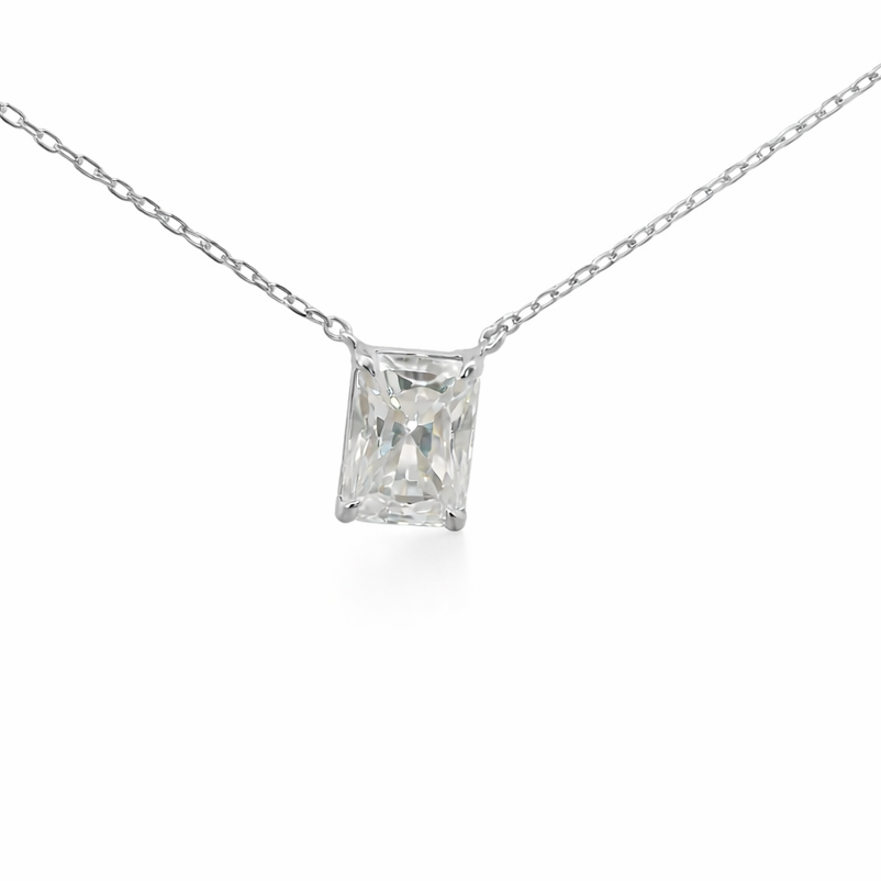 Sterling Silver 3.0ct Radiant Cut Moissanite Necklace