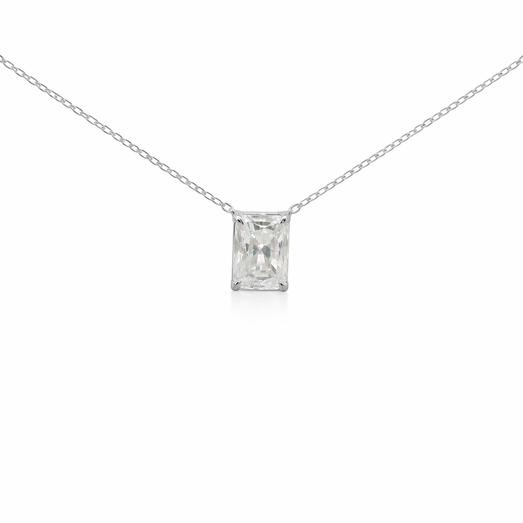 Sterling Silver 3.0ct Radiant Cut Moissanite Necklace