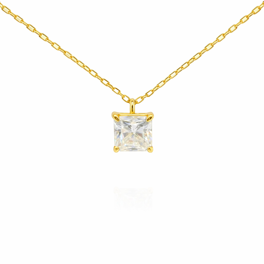 Sterling Silver 2.5ct Square Radiant Cut Moissanite Solitaire Necklace
