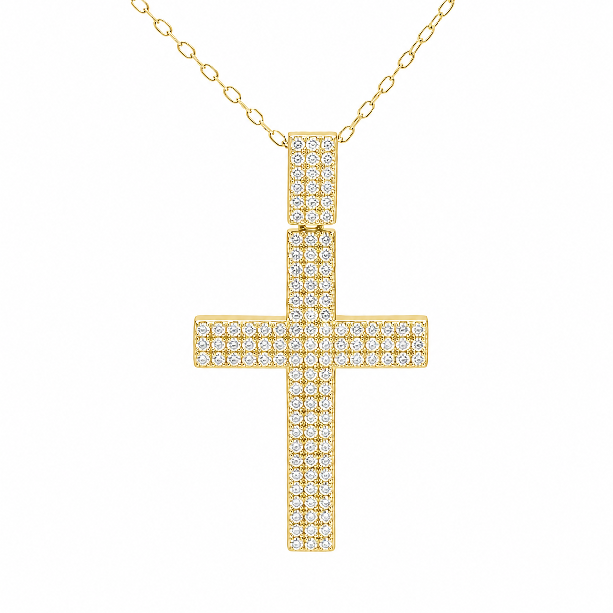 Sterling Silver Moissanite Pave Cross Necklace