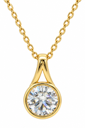 Sterling Silver 1.2 CT Round Brilliant Cut Moissanite Bezel Setting Solitaire Necklace