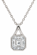Sterling Silver 2.5 CT Asscher Cut Moissanite Bezel Setting Solitaire Necklace