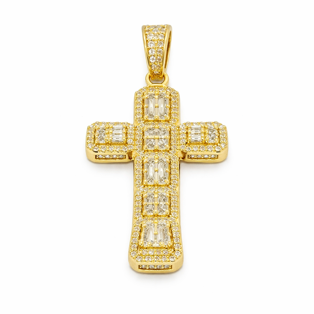 Sterling Silver 4.26 CTW Moissanite Pave Cross Pendant