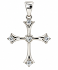 Sterling Silver Moissanite Heart Cross Pendant - 0.39 CTW VVS D