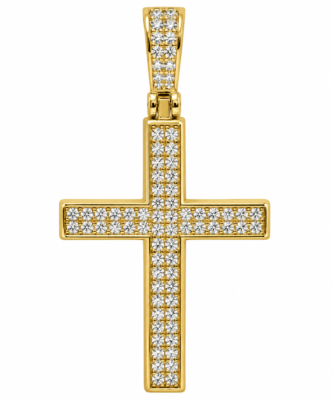 Sterling Silver Moissanite Pave Cross Pendant - 0.75 CTW VVS D