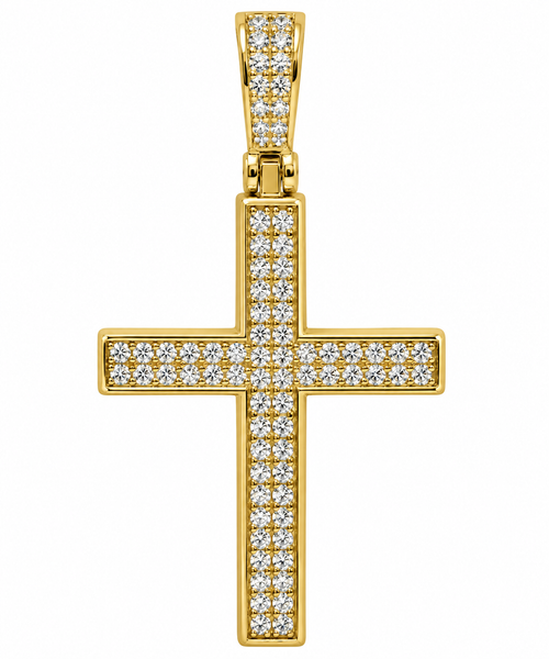 Sterling Silver Moissanite Pave Cross Pendant - 0.75 CTW VVS D
