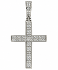 Sterling Silver Moissanite Pave Cross Pendant - 0.75 CTW VVS D