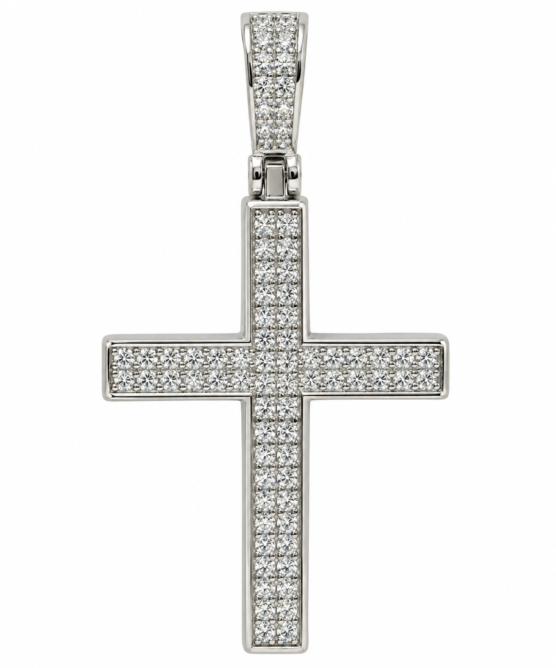 Sterling Silver Moissanite Pave Cross Pendant - 0.75 CTW VVS D