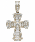 Sterling Silver Moissanite Baguette Cross Pendant - 3.21 CTW