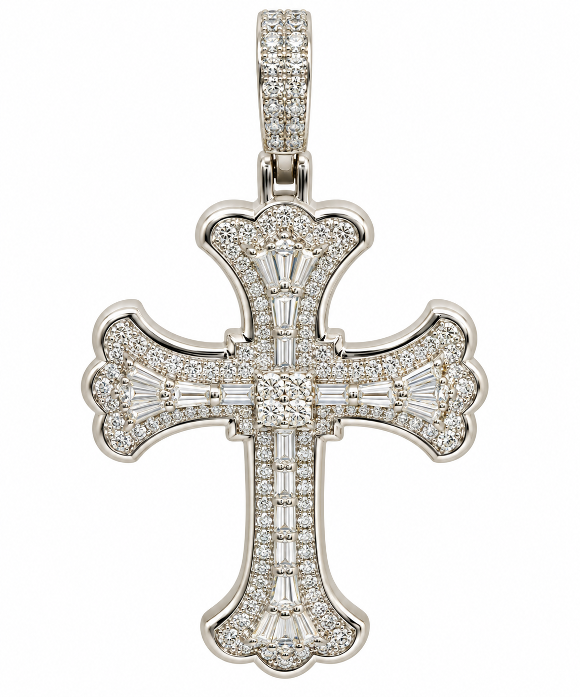 Sterling Silver Moissanite Cross Pendant - 1.43 CTW