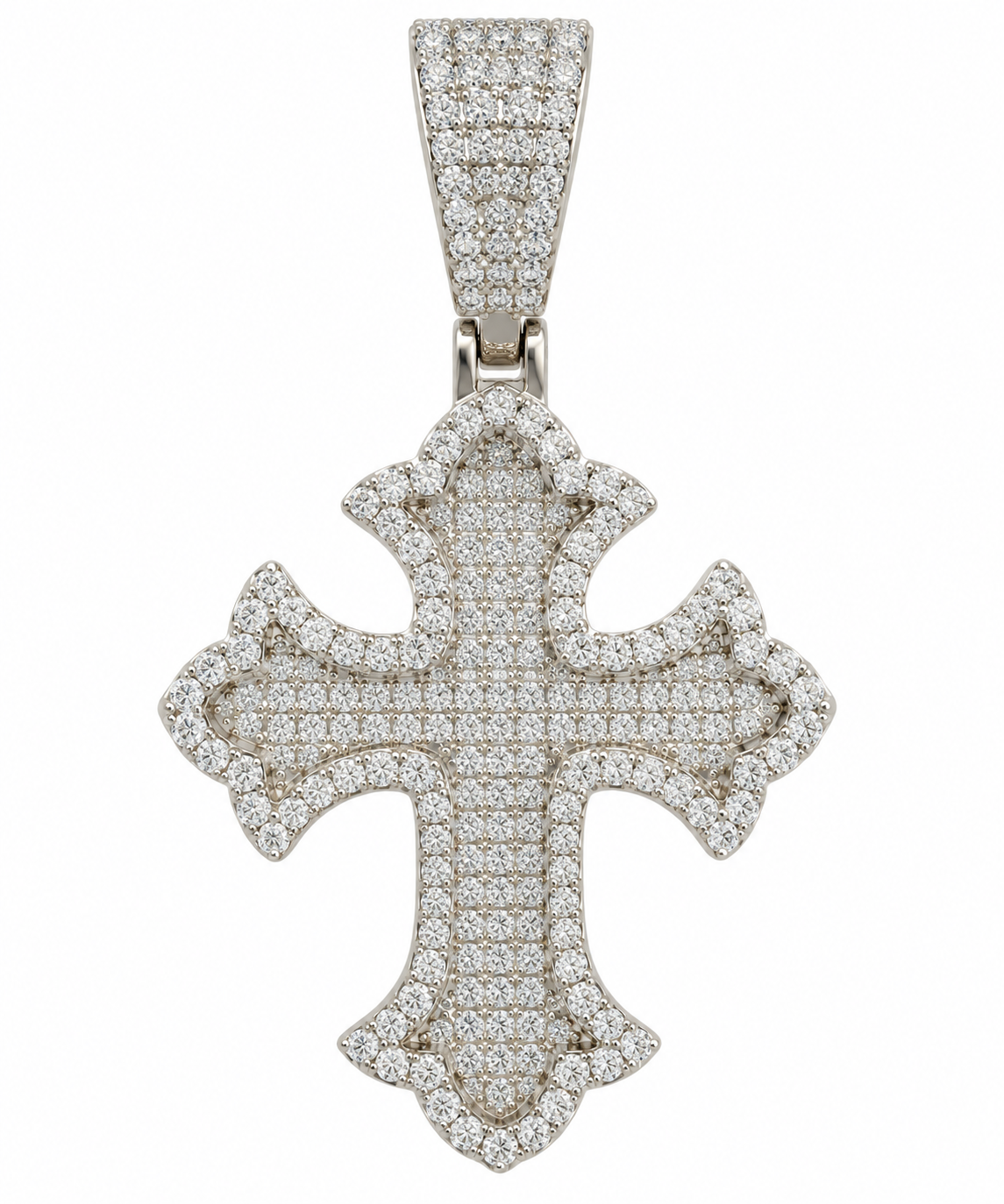 Sterling Silver Moissanite Pave Cross Pendant - 1.79 CTW