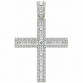 Sterling Silver Baguette & Round Moissanite Large Cross Pendant - 4.67 CTW VVS D
