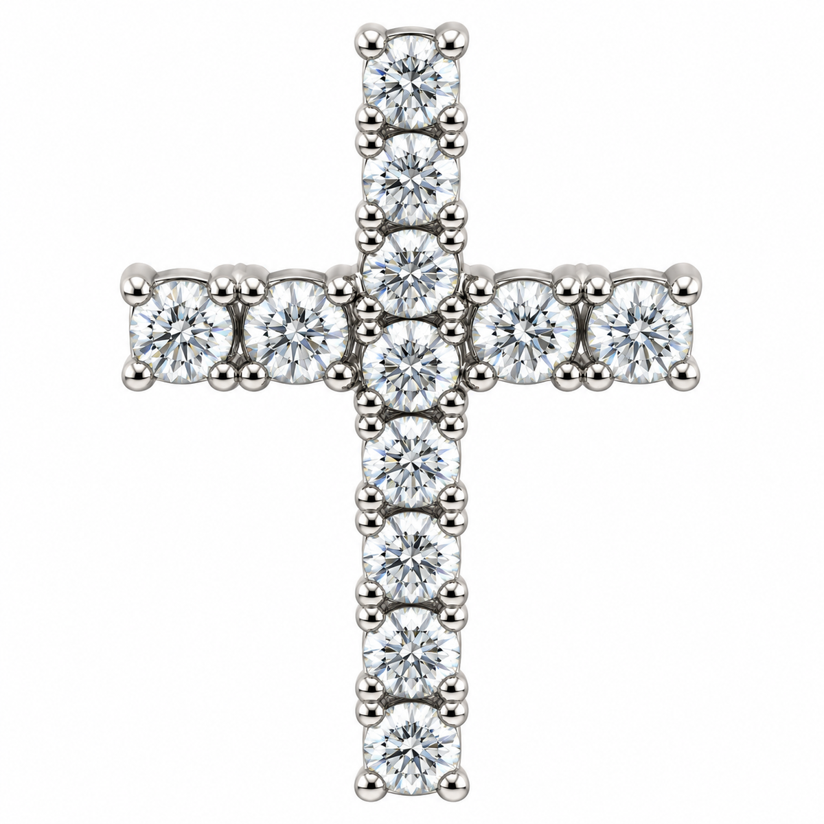 Sterling Silver Moissanite Cross Pendant - 1.10 CTW