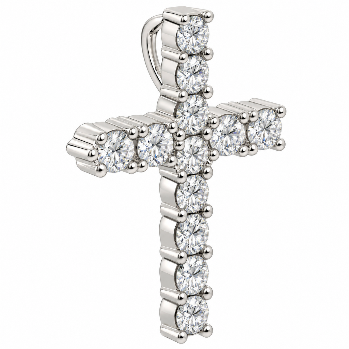 Sterling Silver Moissanite Cross Pendant - 1.10 CTW