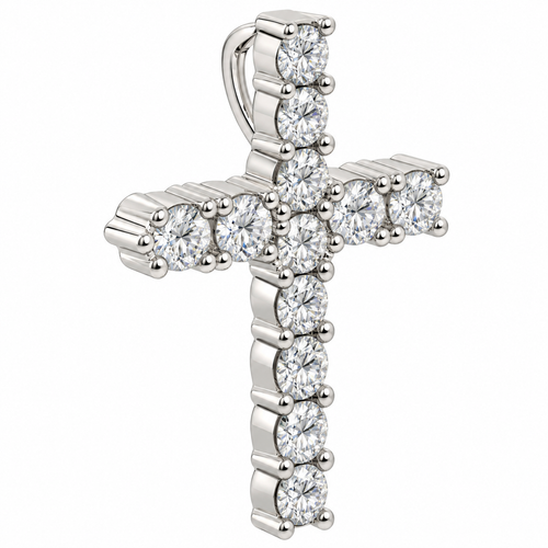Sterling Silver Moissanite Cross Pendant - 1.10 CTW