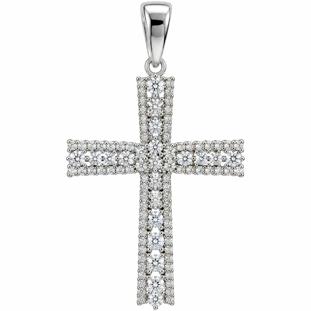 Sterling Silver Moissanite Cross Pendant - 0.96 CTW