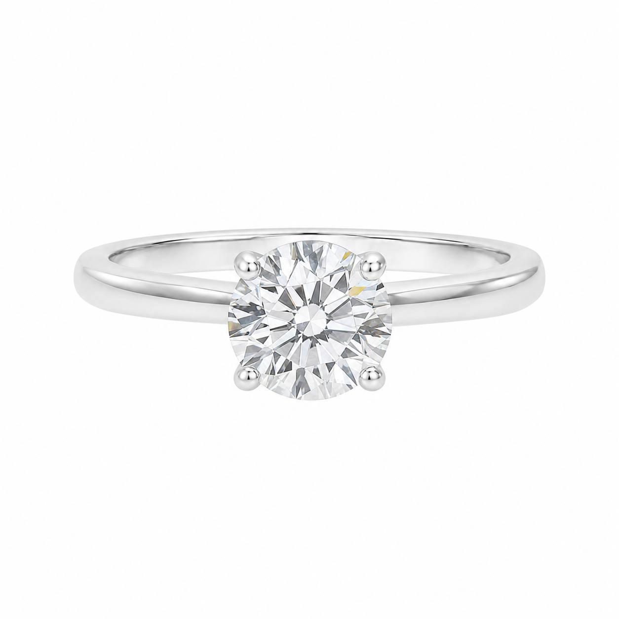 Sterling Silver 4 Prong 7MM 1.2CT Round Moissanite Ring