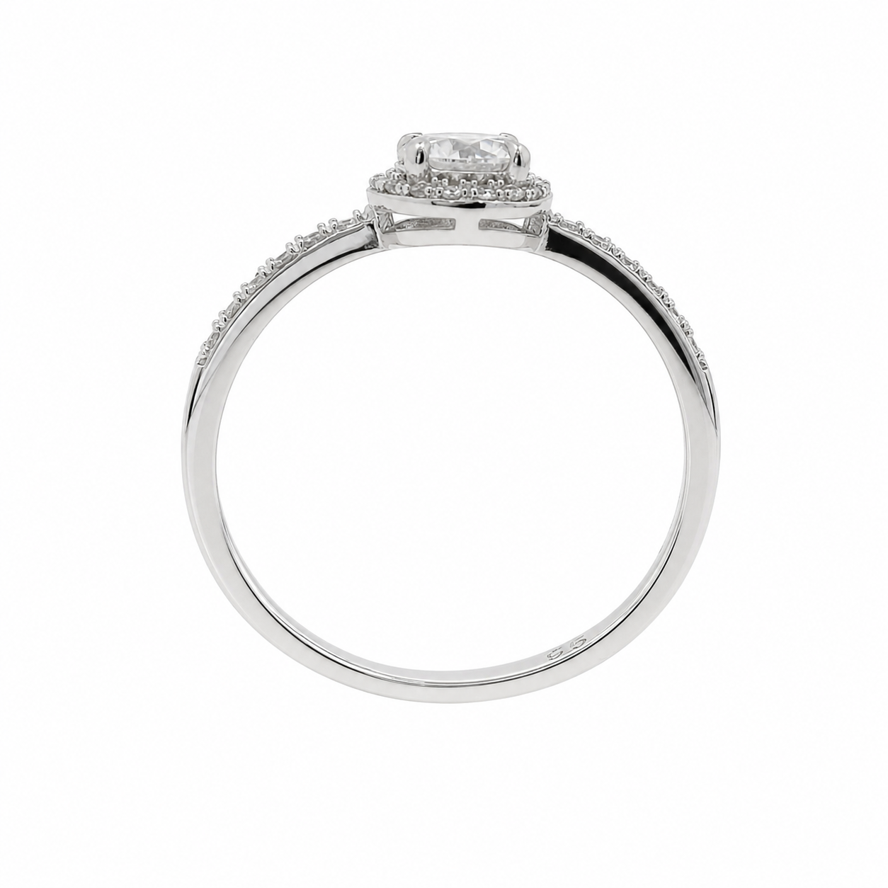 Sterling Silver Round 5MM 0.5CT Moissanite W/ Halo Ring