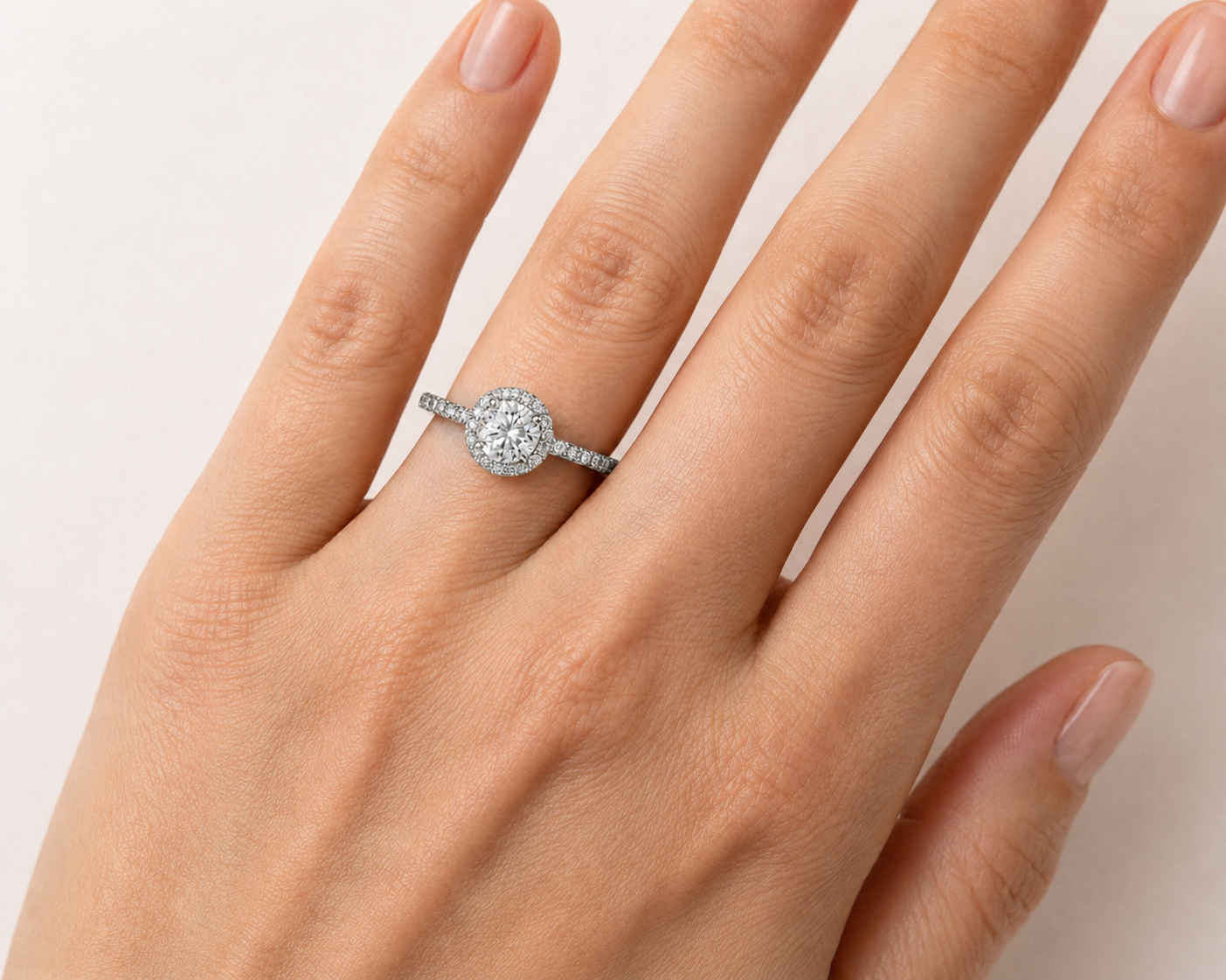 Sterling Silver Round 5MM 0.5CT Moissanite W/ Halo Ring