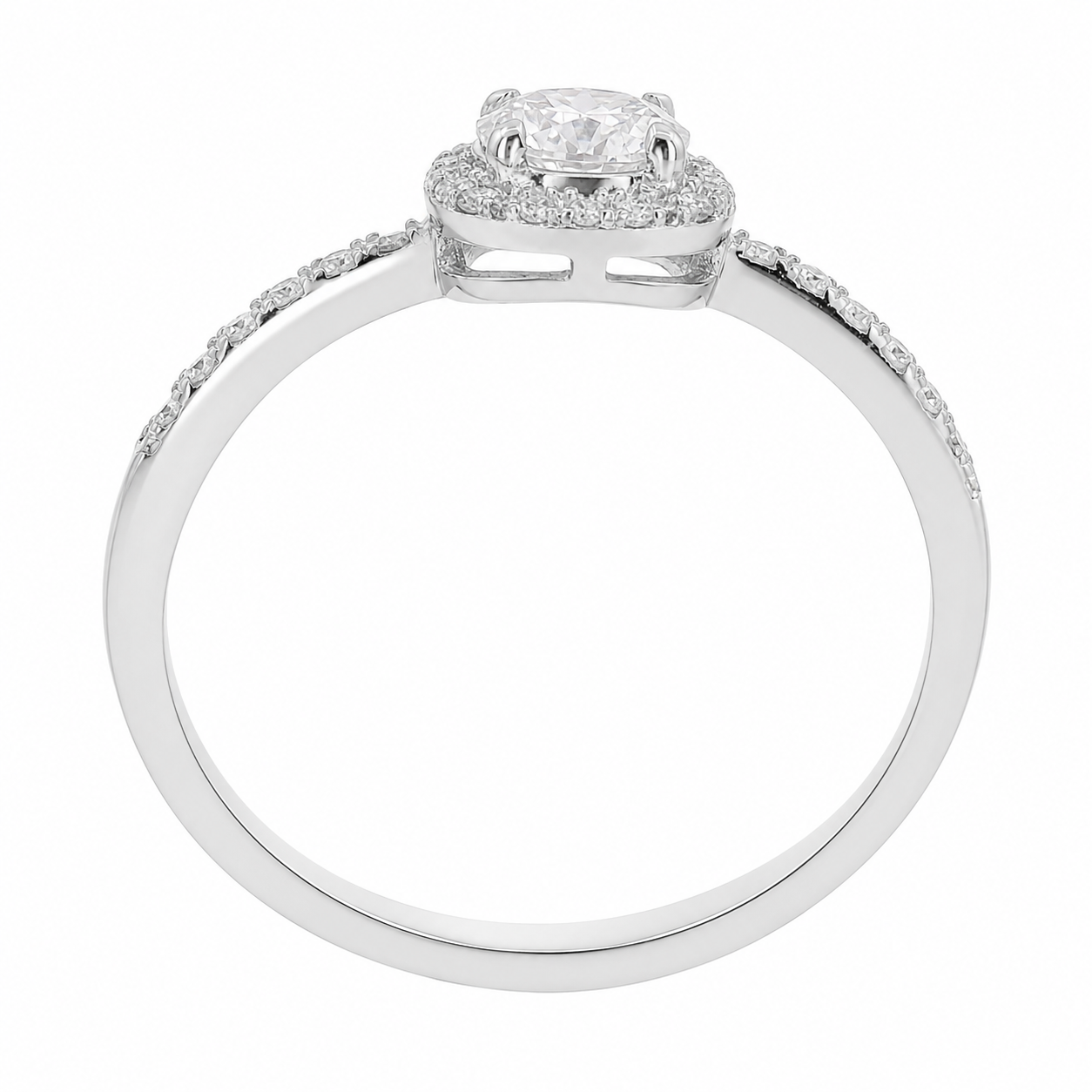 Sterling Silver Round 0.5CT Moissanite W/ Square Halo Ring