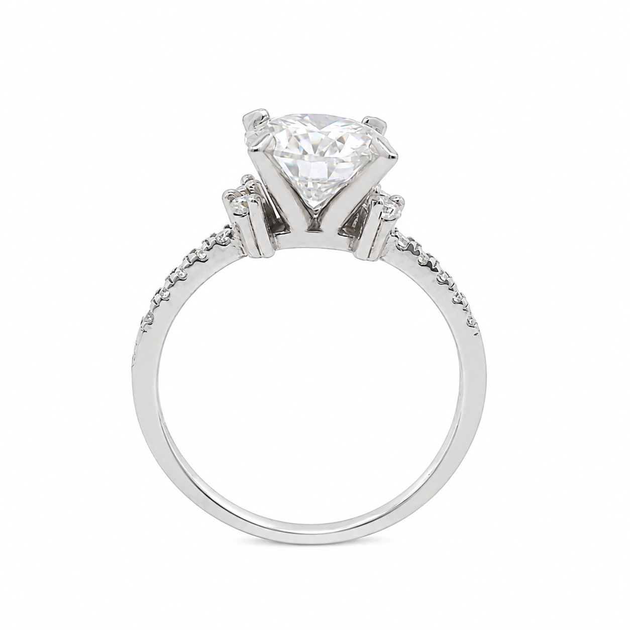 Sterling Silver 2.0CT 8.0MM Moissanite Engagement Ring