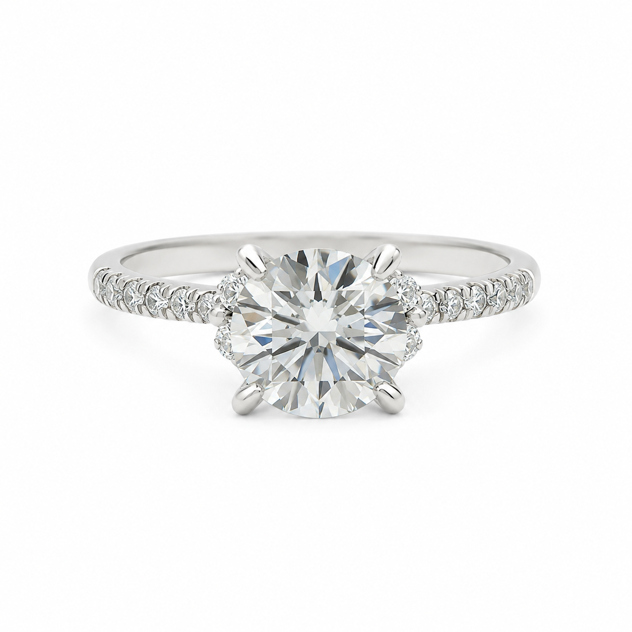 Sterling Silver 2.0CT 8.0MM Moissanite Engagement Ring