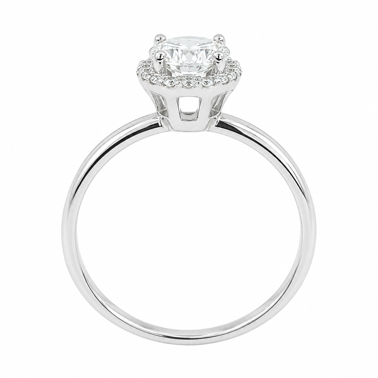 Sterling Silver 0.8CT 6.0MM Moissanite Halo Engagement Ring