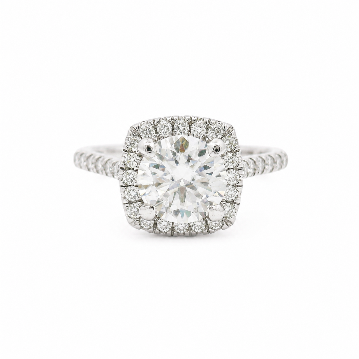 Sterling Silver 1.2CT 7.0MM Moissanite Halo Engagement Ring