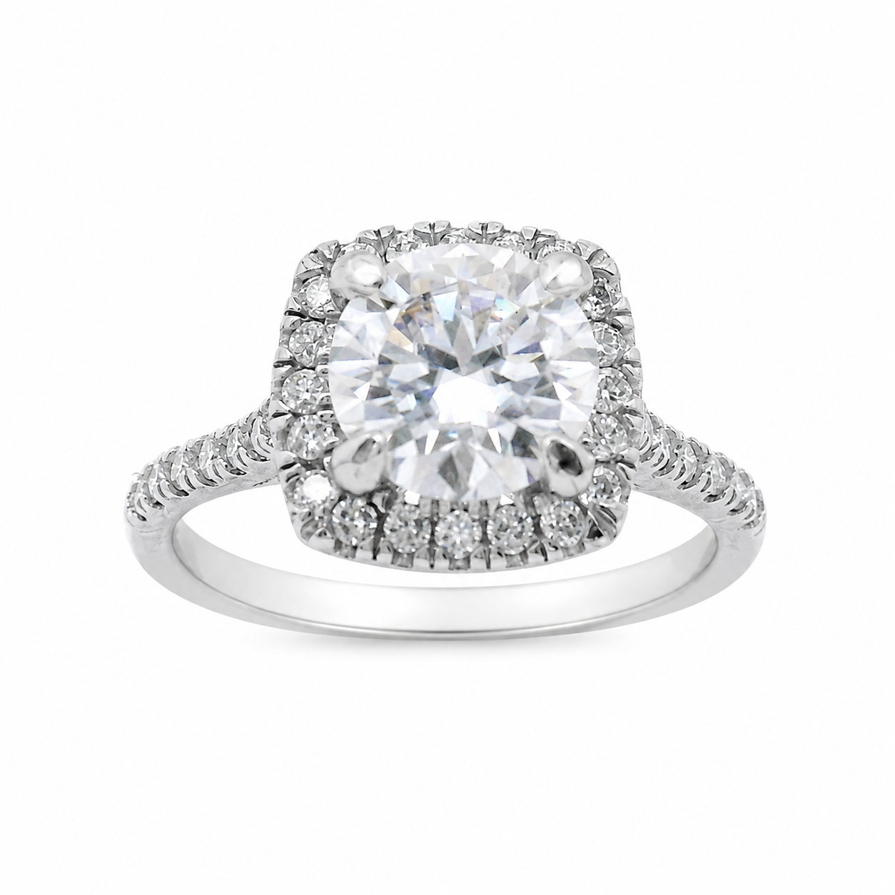 Sterling Silver 1.2CT 7.0MM Moissanite Halo Engagement Ring