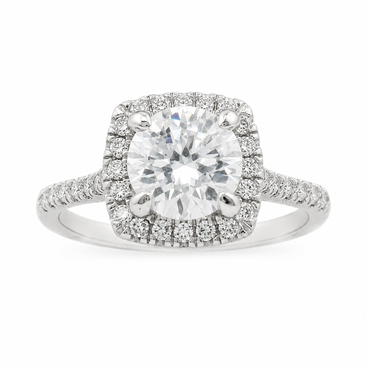 Sterling Silver 1.2CT 7.0MM Moissanite Halo Engagement Ring