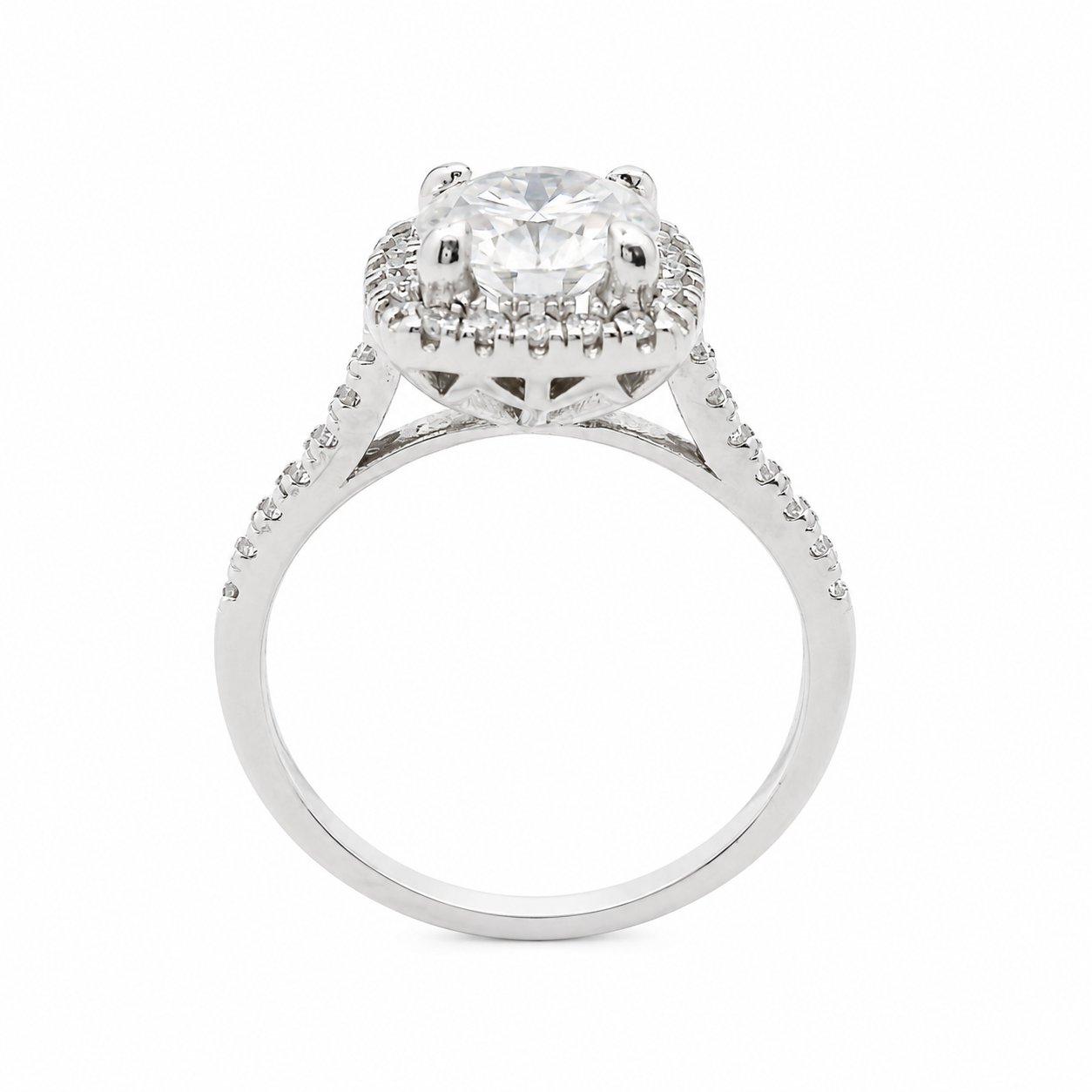Sterling Silver 1.2CT 7.0MM Moissanite Halo Engagement Ring