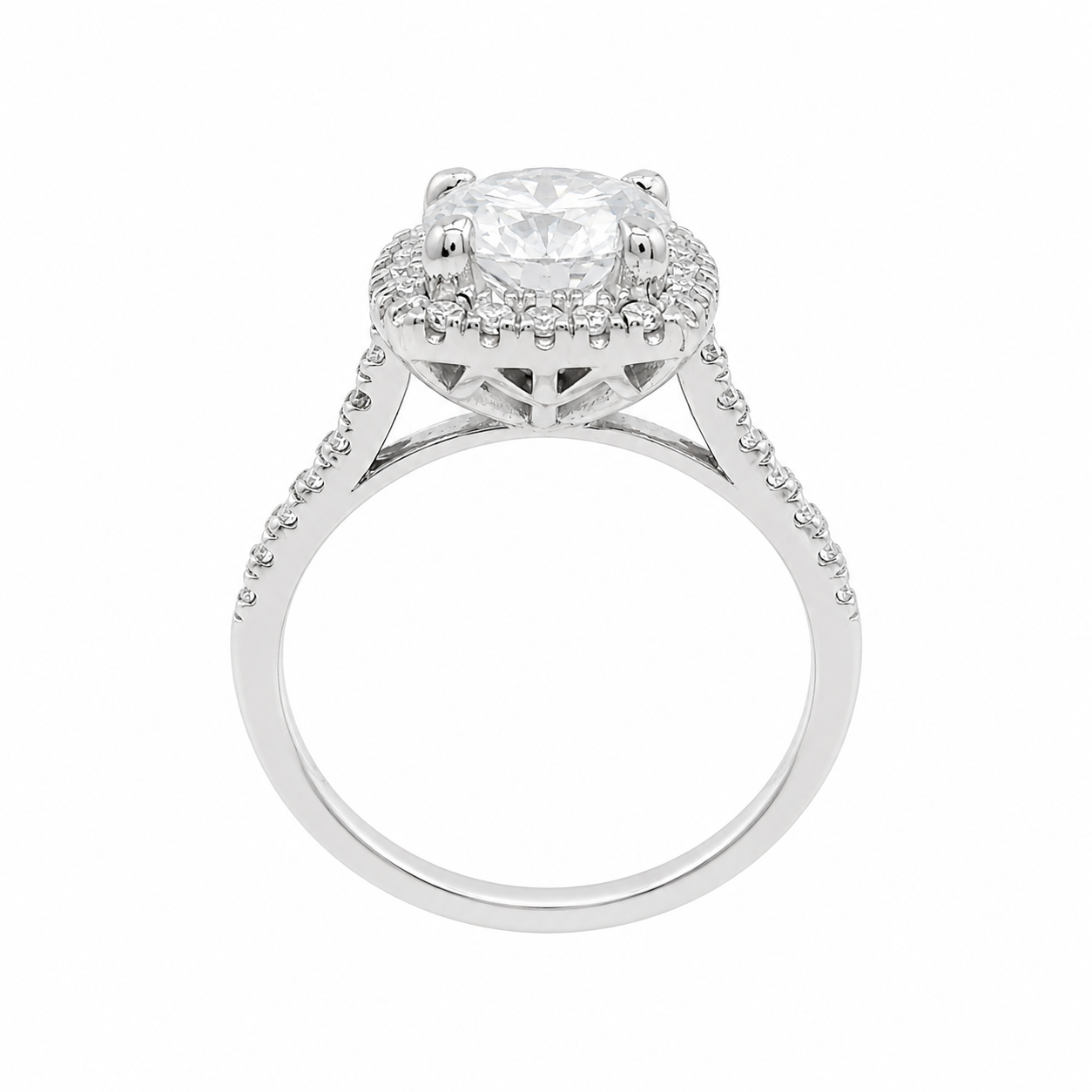 Sterling Silver 1.2CT 7.0MM Moissanite Halo Engagement Ring
