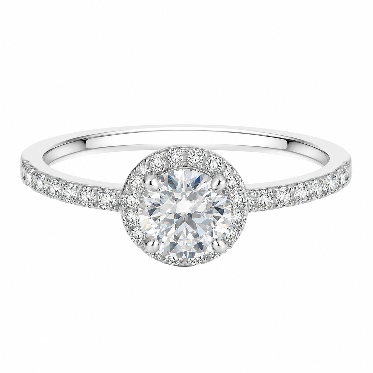 Sterling Silver 1.2CT 7.0MM Moissanite Halo Engagement Ring