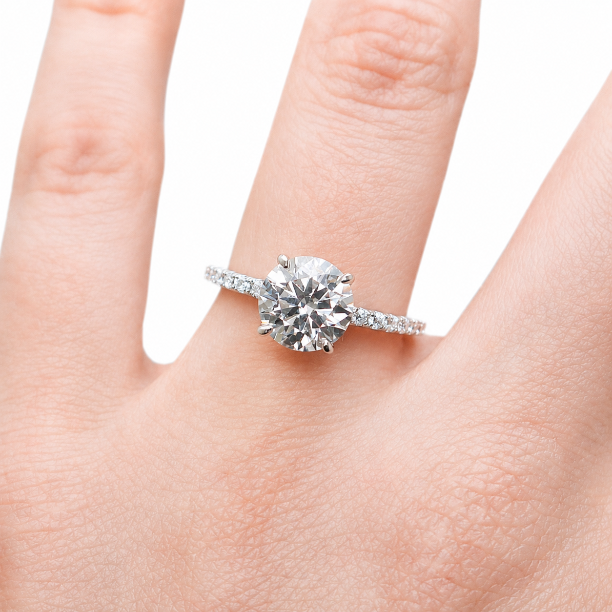 Sterling Silver 2.0CT 8.0MM Moissanite Engagement Ring