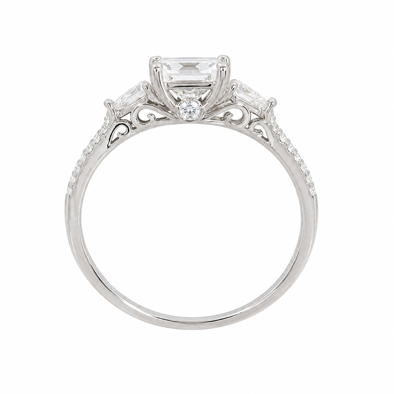 Sterling Silver Round 7.0MM 1.2CT Moissanite Cluster Ring