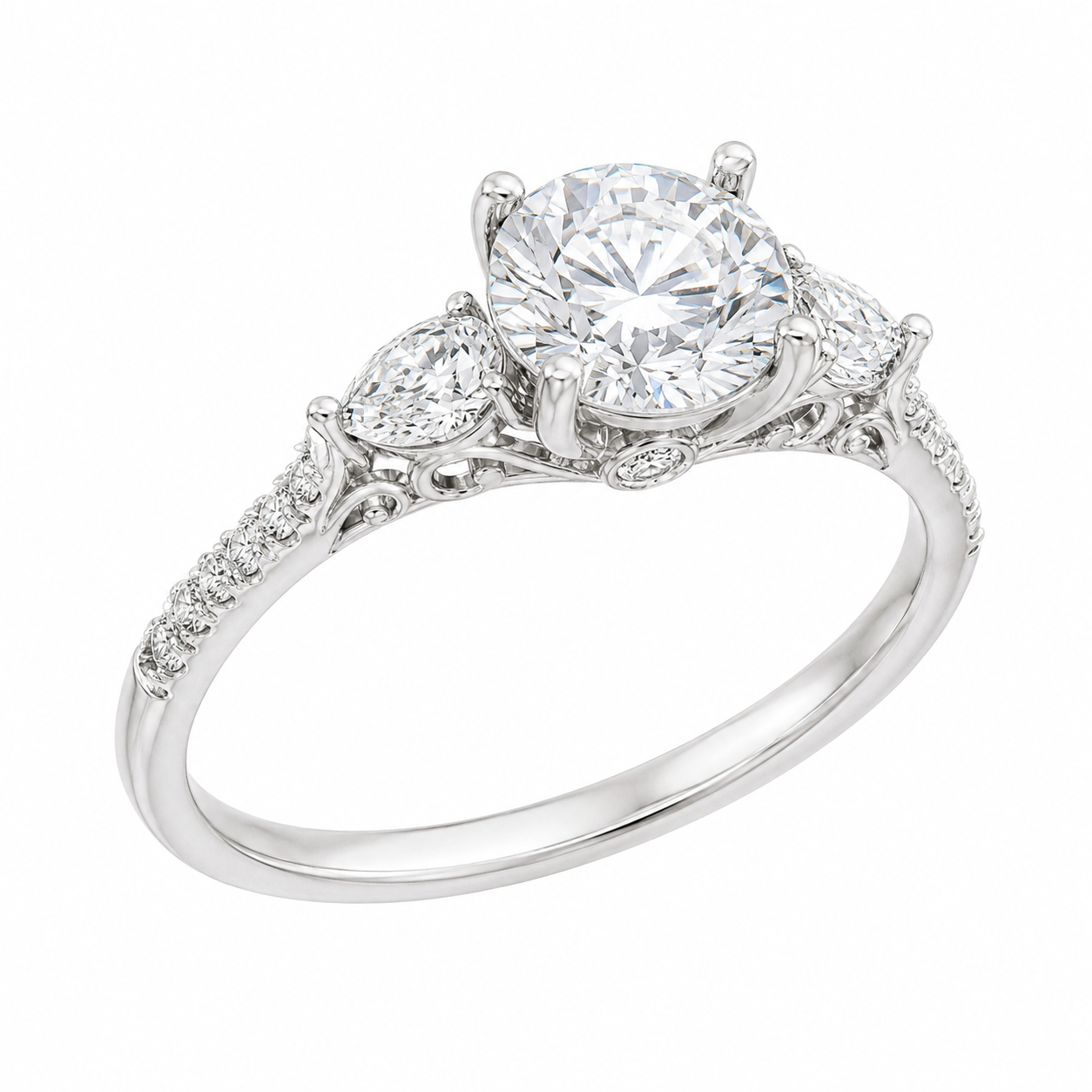 Sterling Silver Round 7.0MM 1.2CT Moissanite Cluster Ring