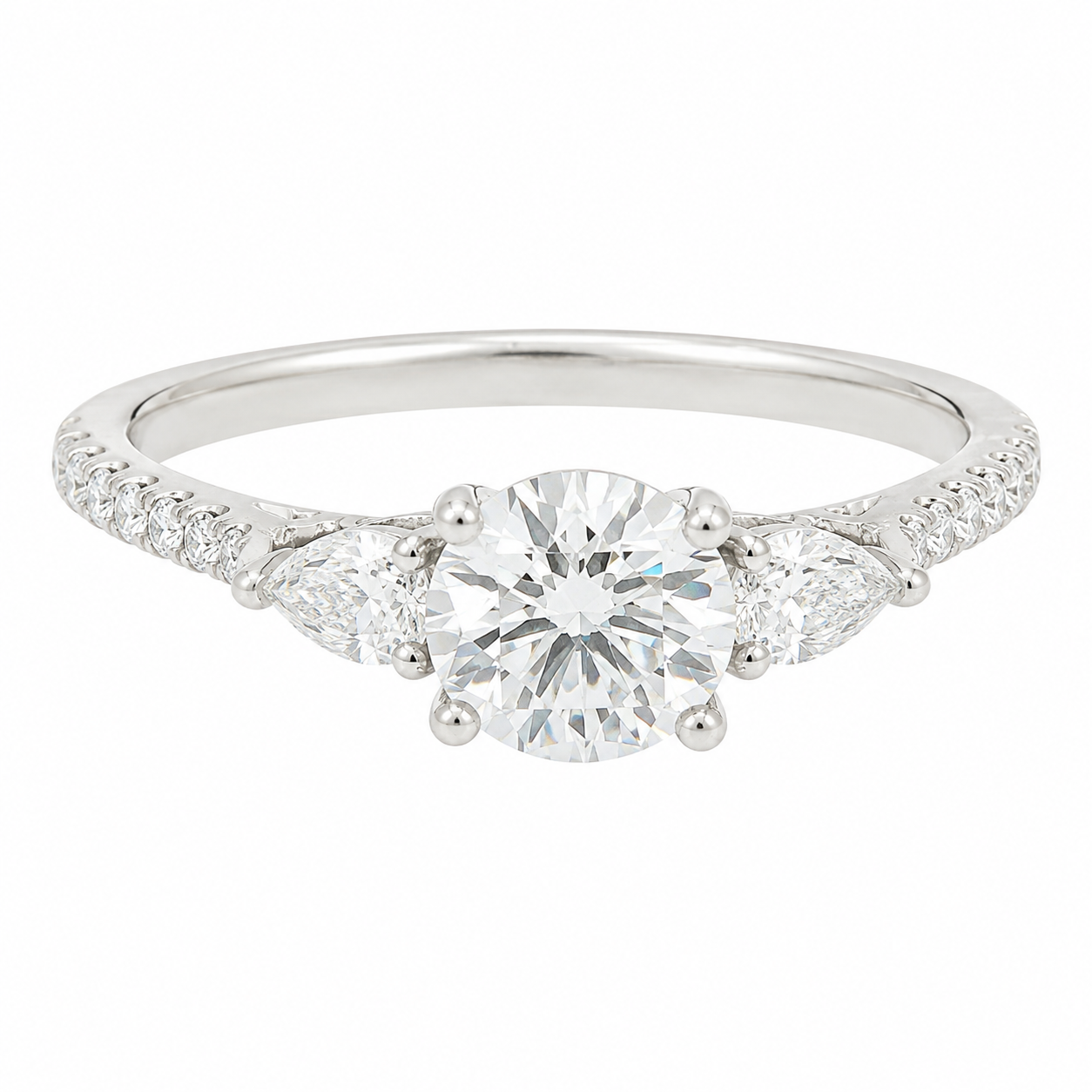 Sterling Silver Round 7.0MM 1.2CT Moissanite Cluster Ring