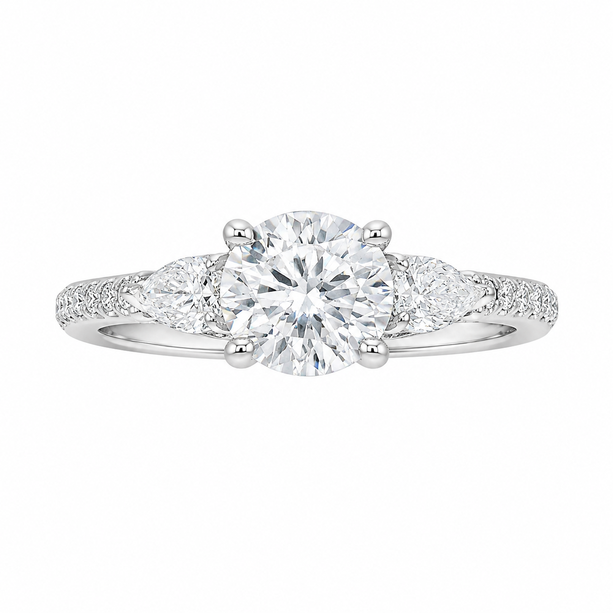 Sterling Silver Round 7.0MM 1.2CT Moissanite Cluster Ring