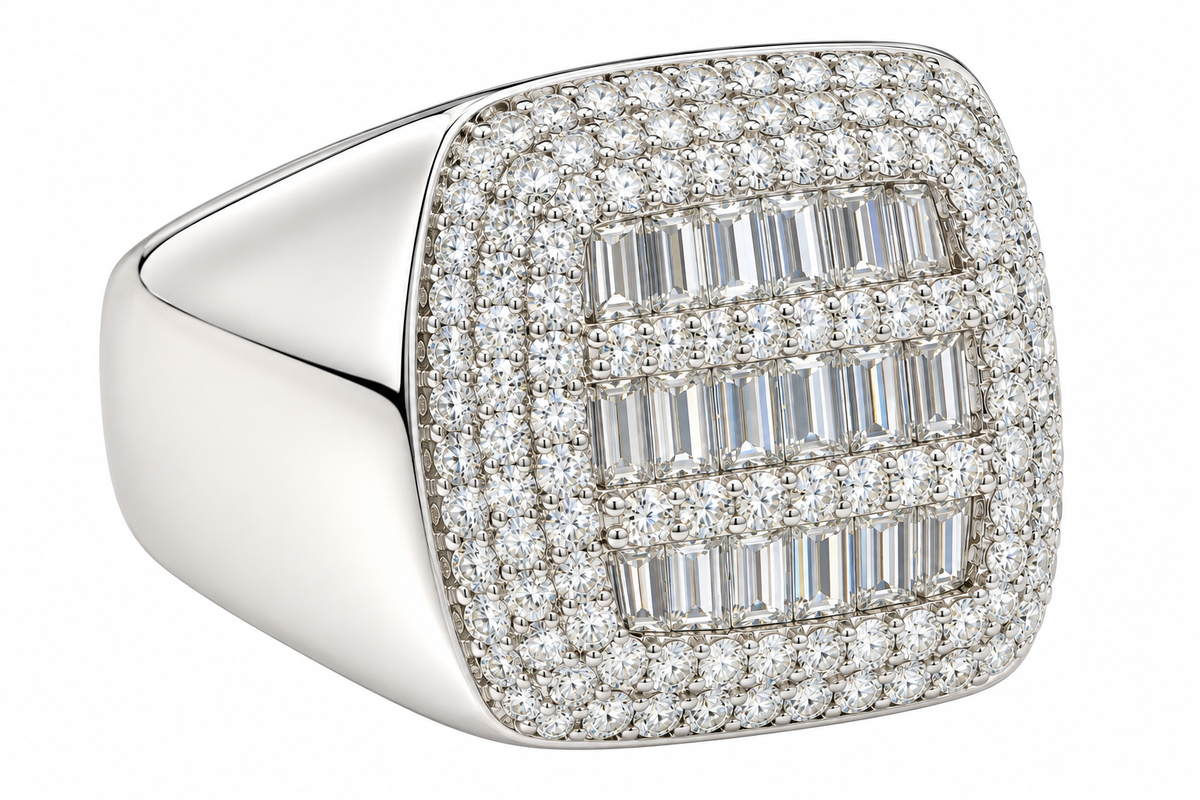 Sterling Silver Moissanite Pave Square Ring - 1.81 CTW VVS D