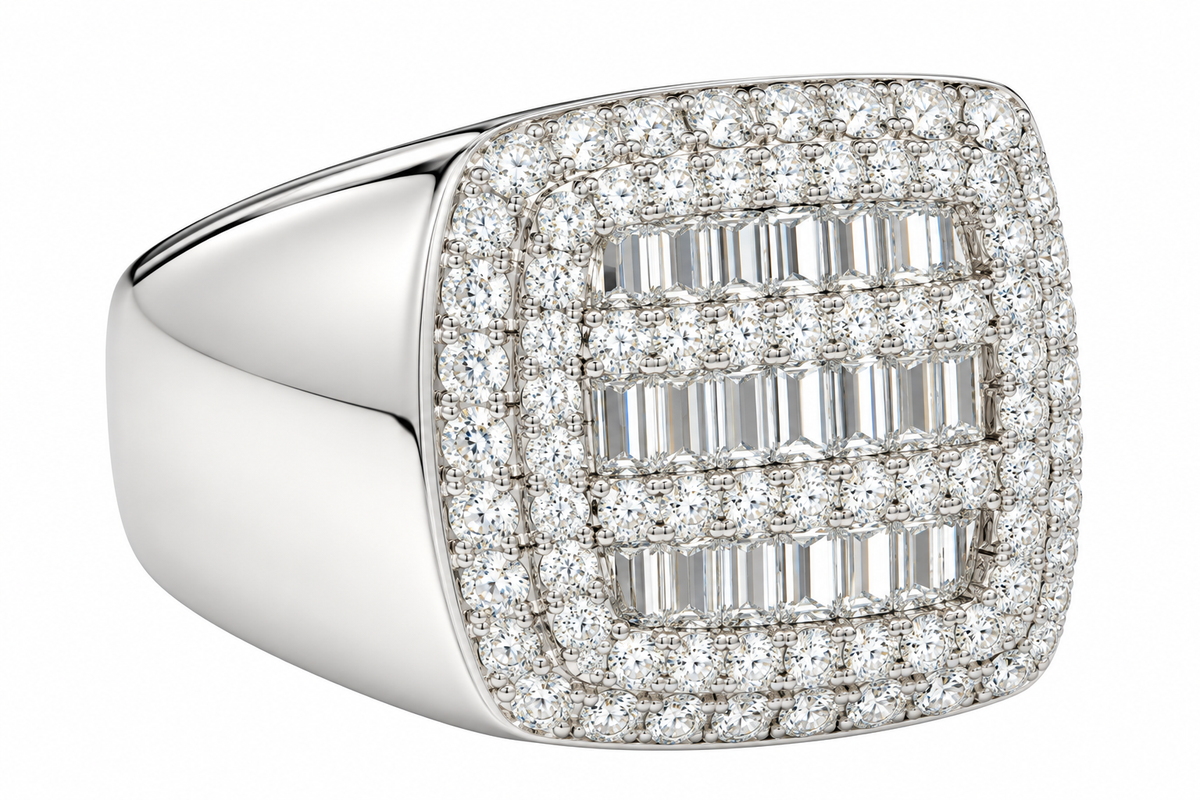 Sterling Silver Moissanite Pave Square Ring - 1.44 CTW VVS D